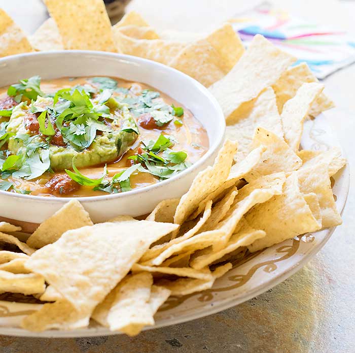 Vegan Torchy's Queso Copycat Made with Potato and Homemade Rojo Sauce!