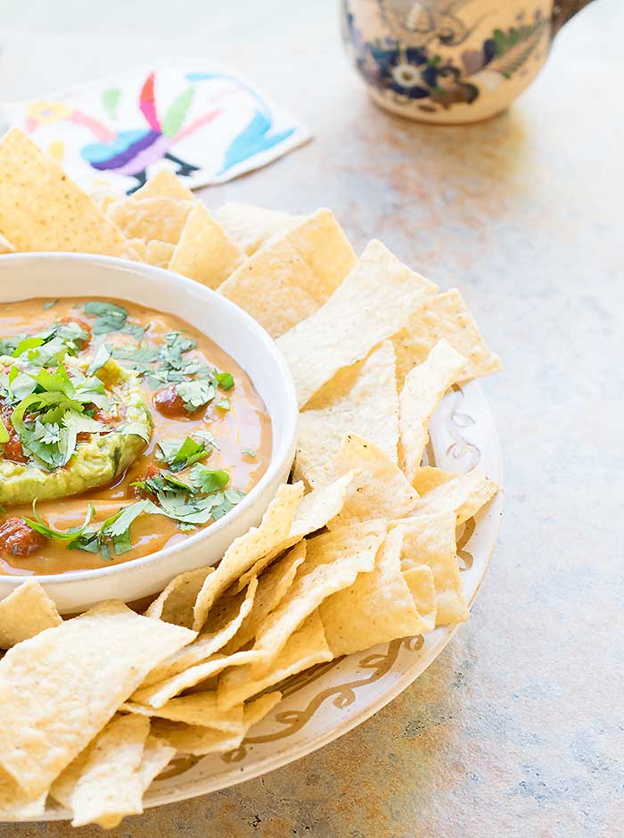 Vegan Torchy's Queso Copycat Made with Potato and Homemade Rojo Sauce!