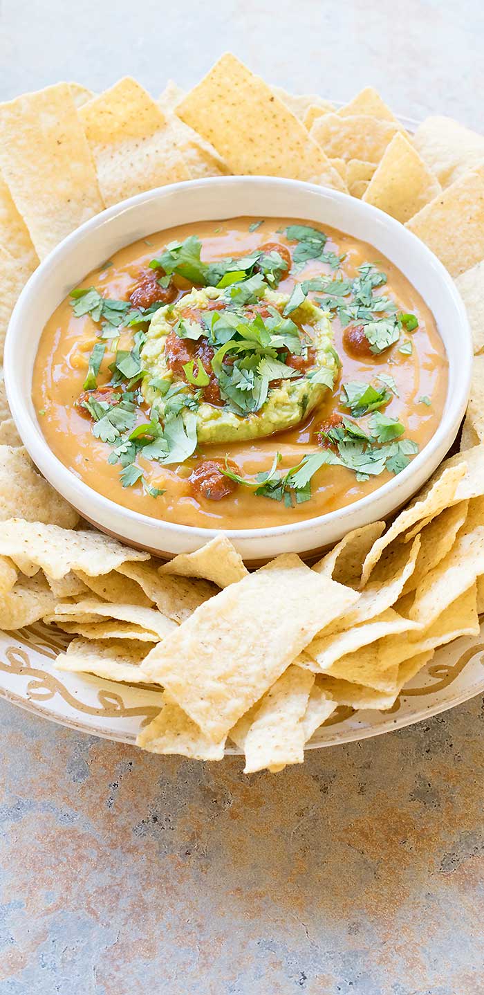 Vegan Torchy's Queso Copycat Made with Potato and Homemade Rojo Sauce!