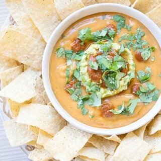 Vegan Torchy's Queso Copycat Made with Potato and Homemade Rojo Sauce!