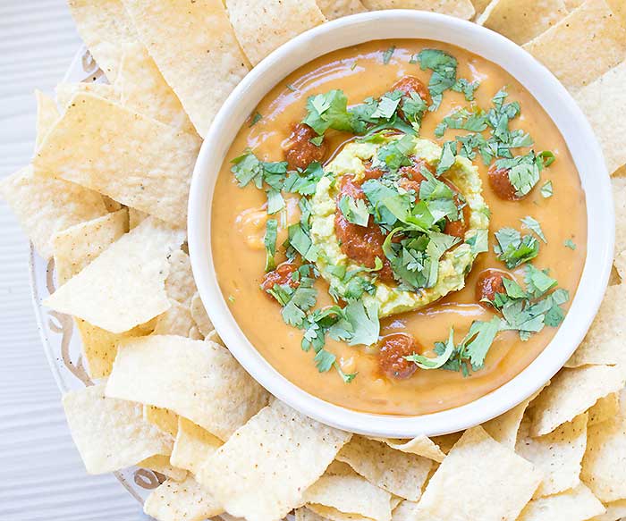 Vegan Torchy's Queso Copycat Made with Potato and Homemade Rojo Sauce!