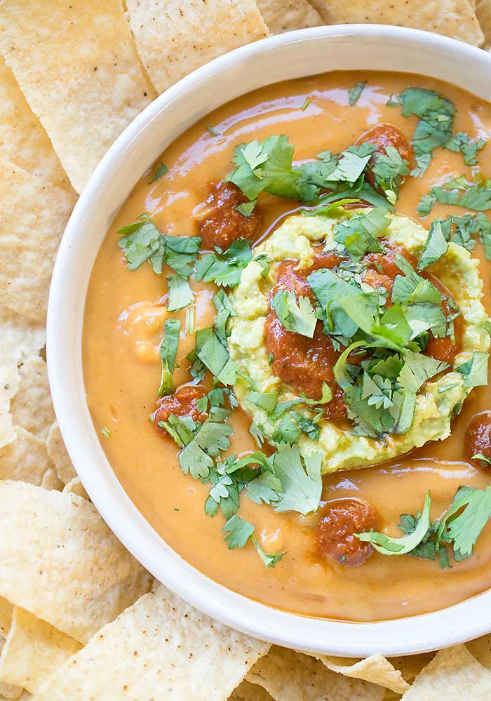 Vegan Torchy's Queso Copycat Made with Potato and Homemade Rojo Sauce!