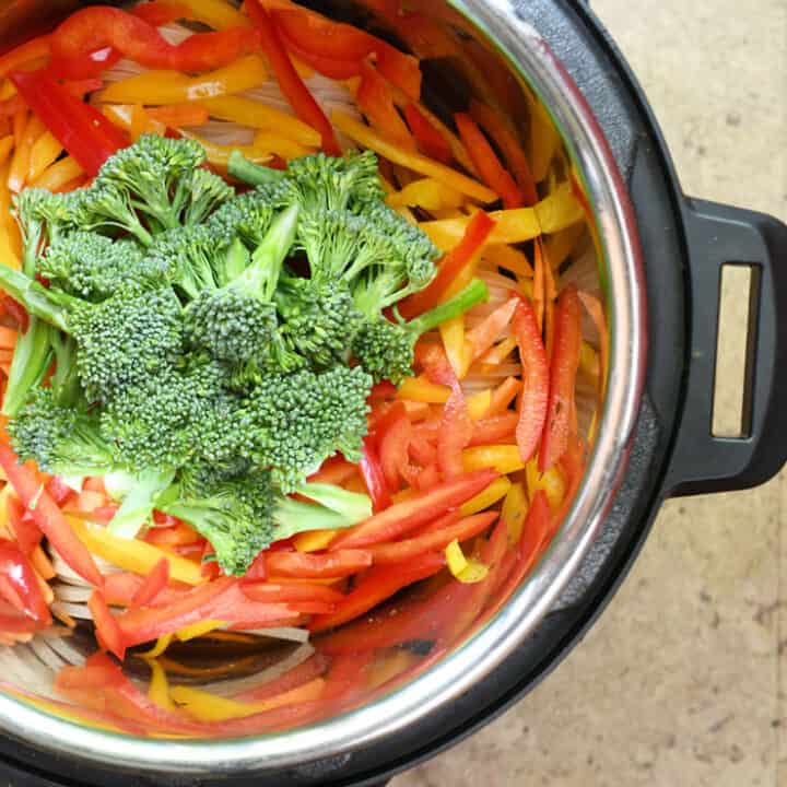 Pad Thai Layered in the Instant Pot before cooking