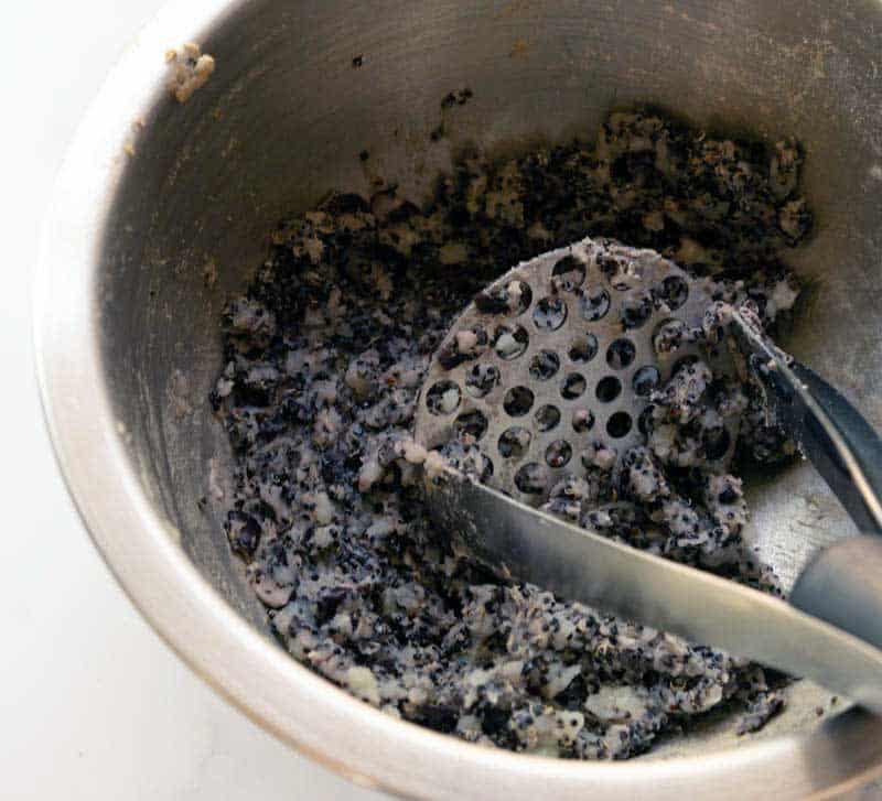 Mashed black beans and potatoes