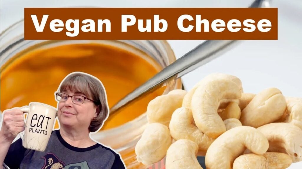 Kathy Hester with Eat Plants mug in from of chasew pub cheese