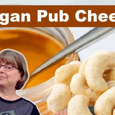 Kathy Hester with Eat Plants mug in from of chasew pub cheese