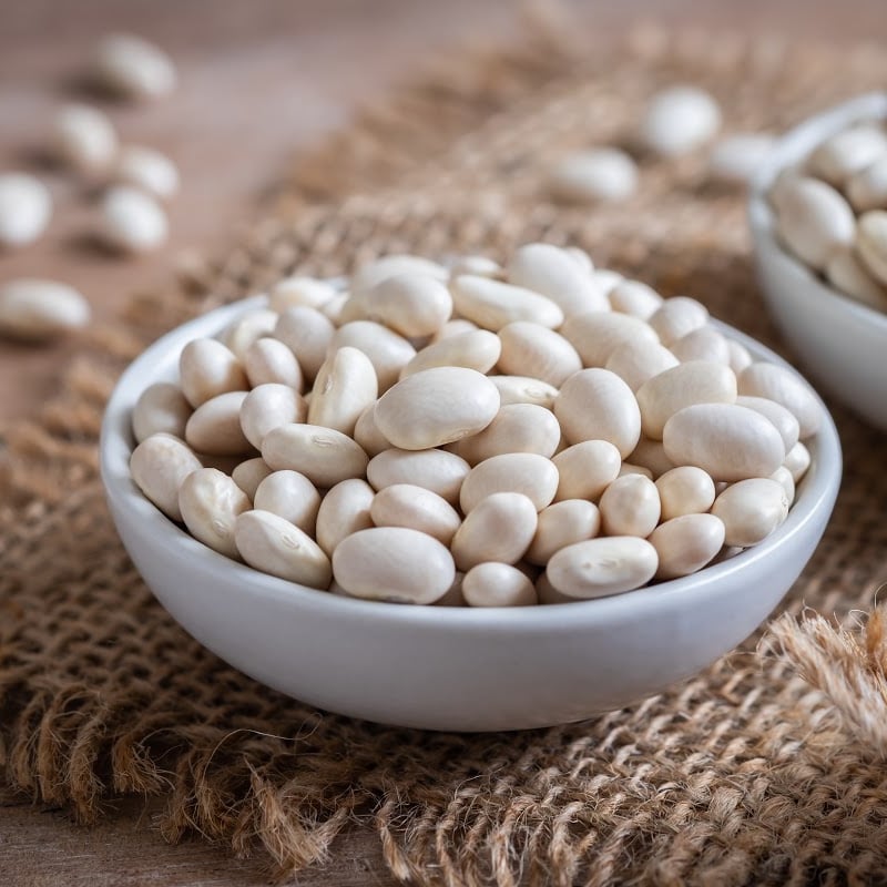 small white bean in a saucer