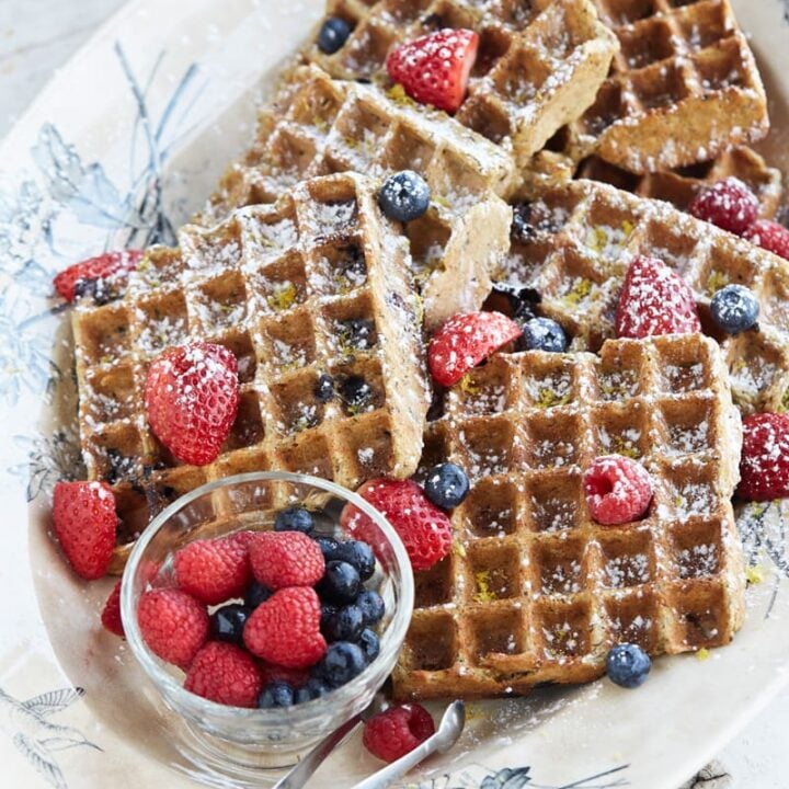 Gluten-Free Lemon Blueberry Belgian Waffles