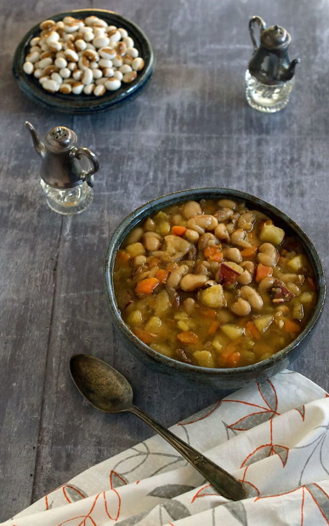 Slow Cooker Yellow-Eyed Bean Soup For 2 with Veggie Variations