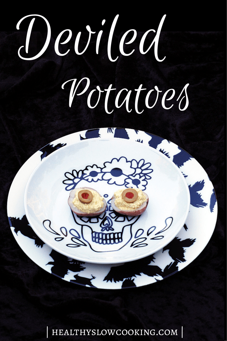 Vegan Deviled Potatoes for Halloween from Healthy Slow Cooking made with @tastefulselect #katieskrops 