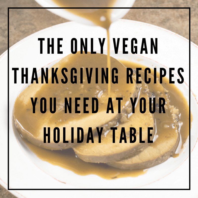 Gravy pouring over tofurkey on a white plate