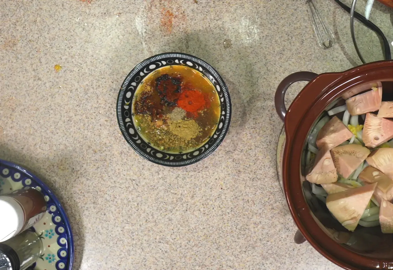 Mixing sauce ingredients